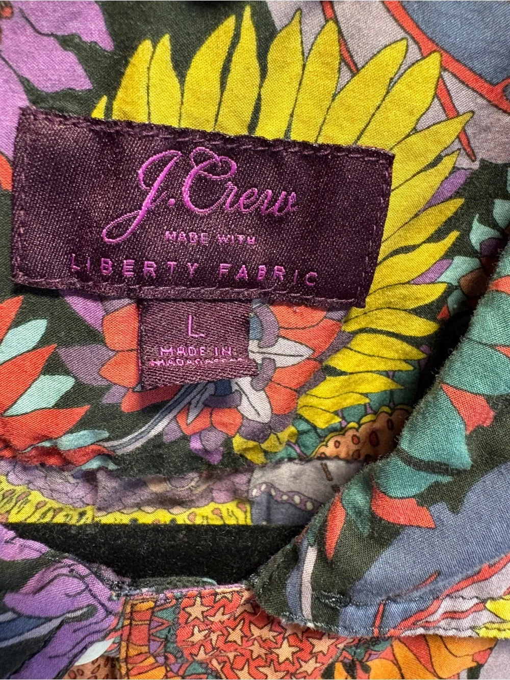 J. Crew Short-Sleeve Floral Button-Down Shirt - Purple, Orange, Red, Yellow